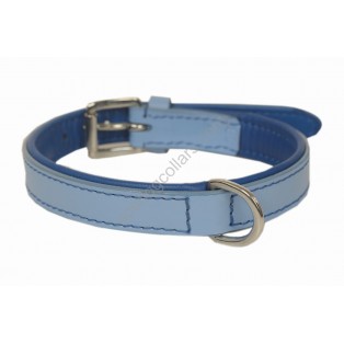 Comfy Leather Dog Collar Padded And lined with Lamb's Leather: Baby Blue Blue 